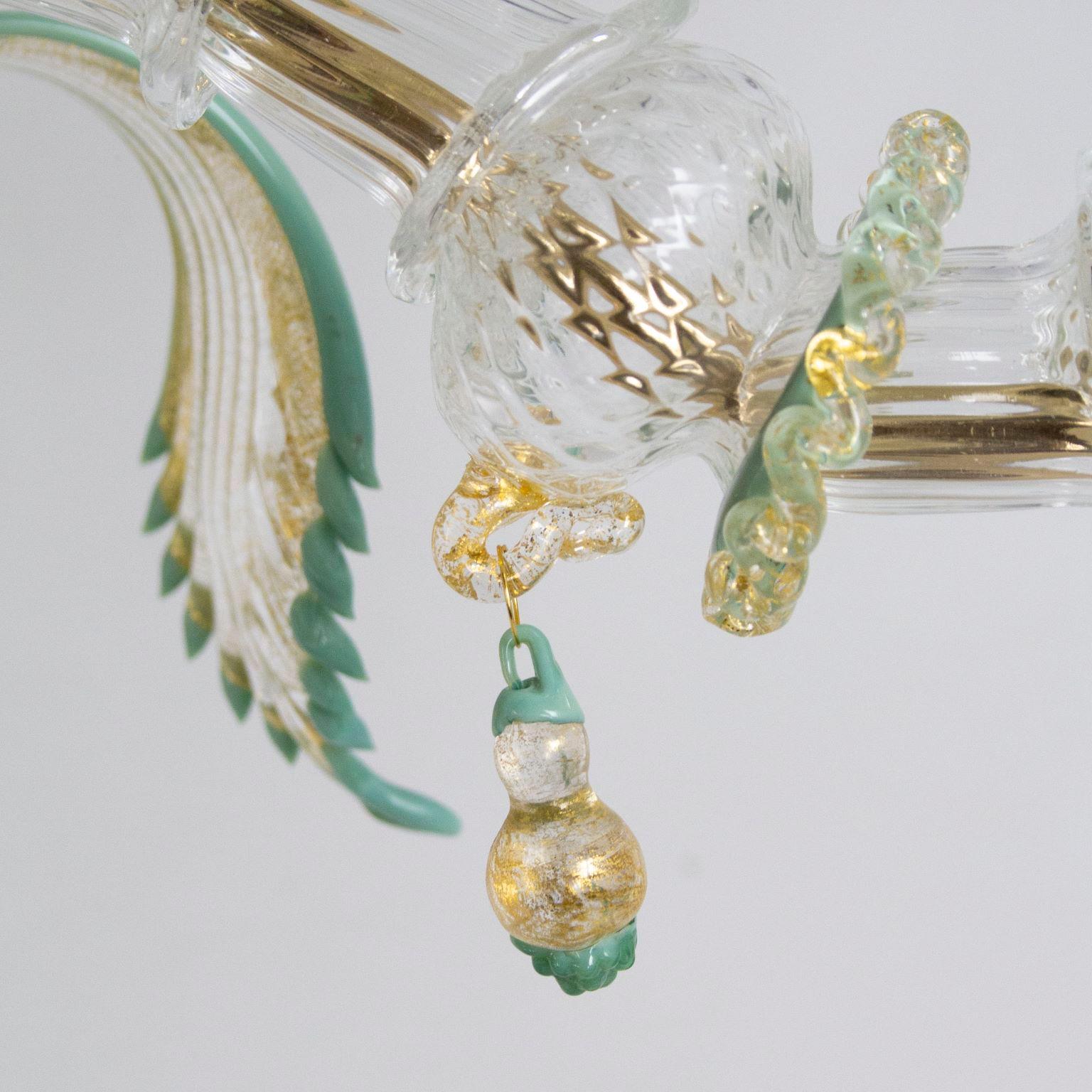 XXIe siècle et contemporain Rezzonico Flambeau 4 bras en verre doré-gris-vert par Multiforme   en vente