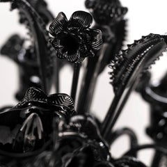 Rezzonico Flambeau 5 Arms, Black Murano Glass Giudecca by Multiforme