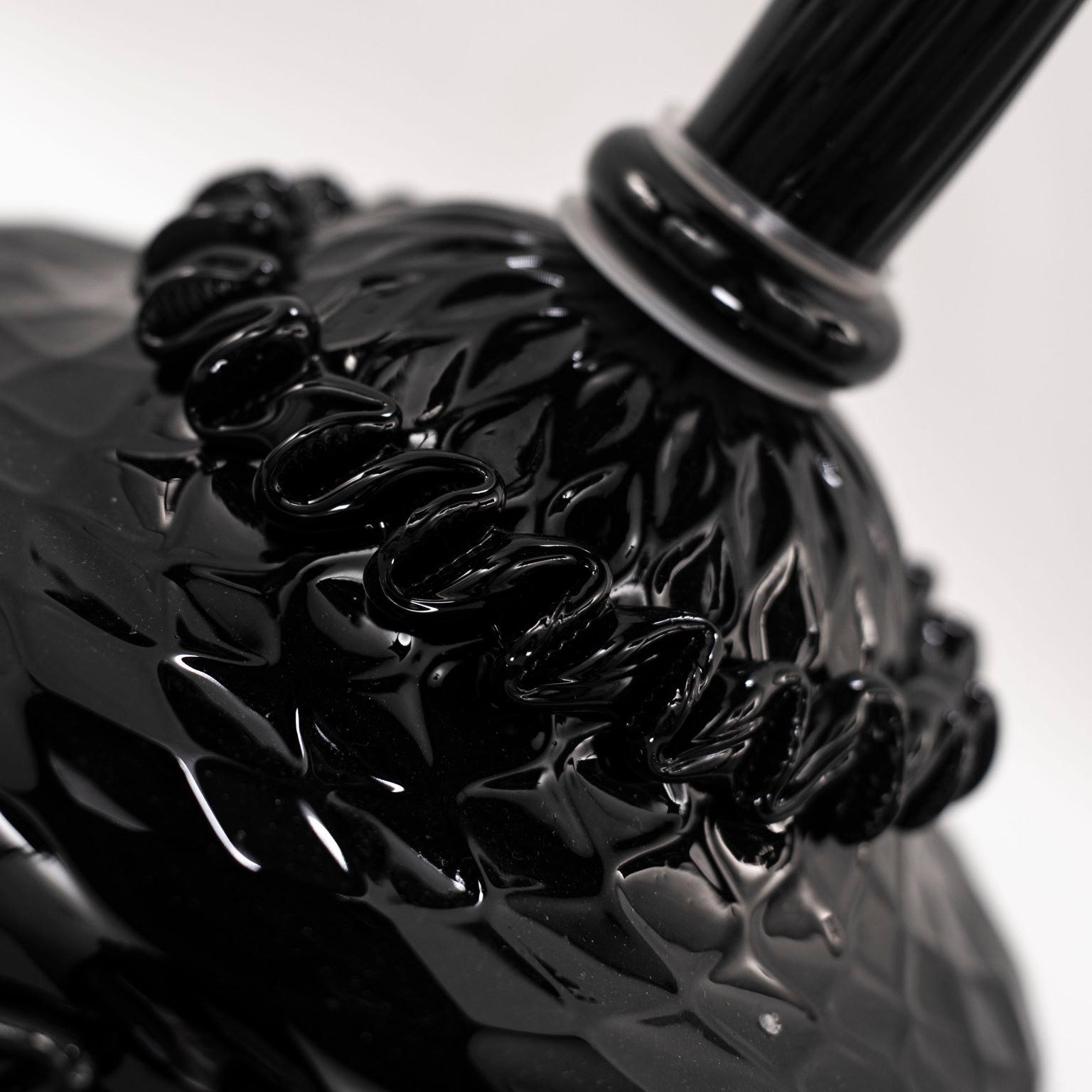 Blown Glass Rezzonico Flambeau 5 Arms, Black Murano Glass Giudecca by Multiforme For Sale