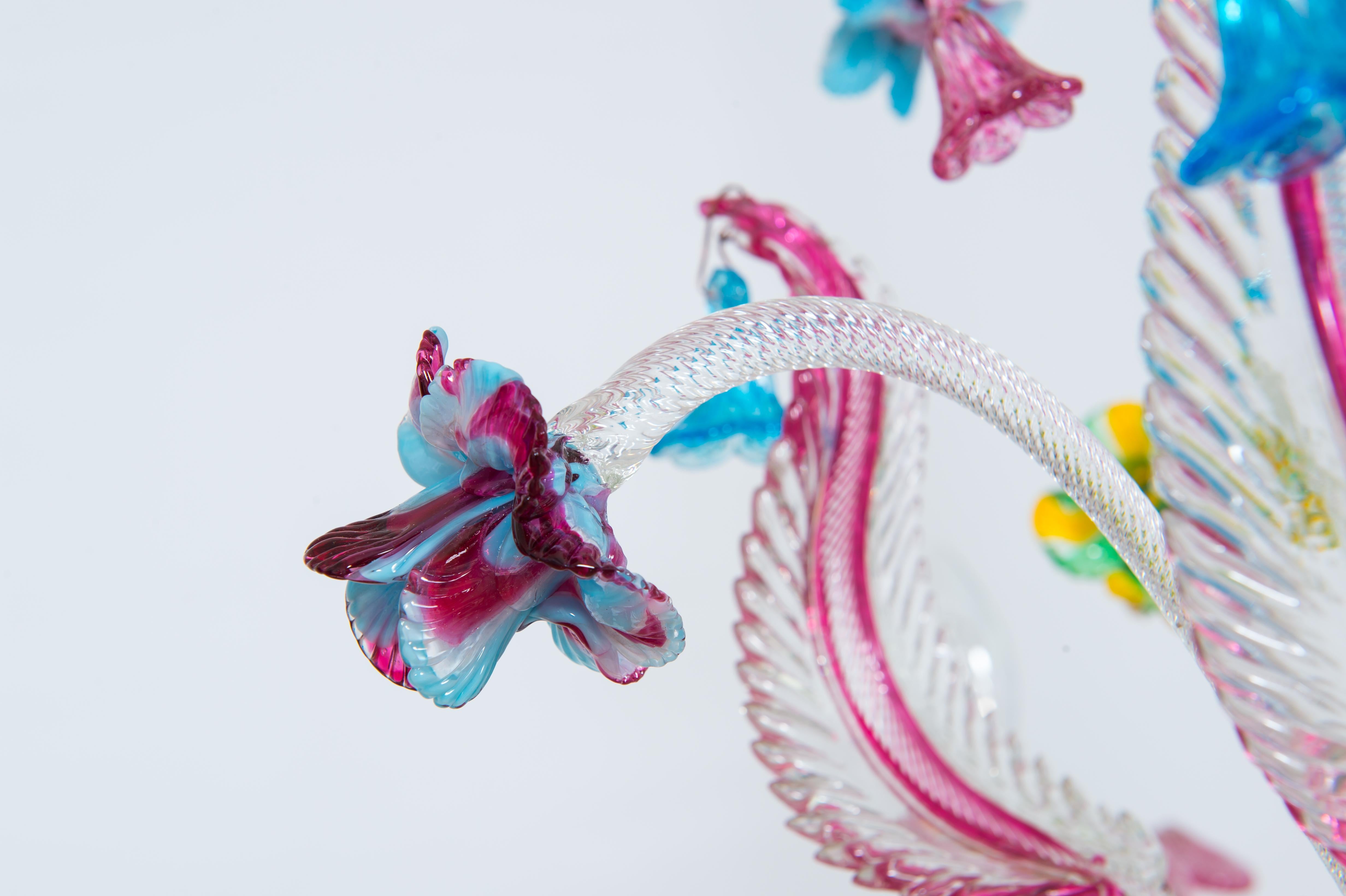 Lustre floral Rezzonico en verre de Murano multicolore Contemporary en vente 2