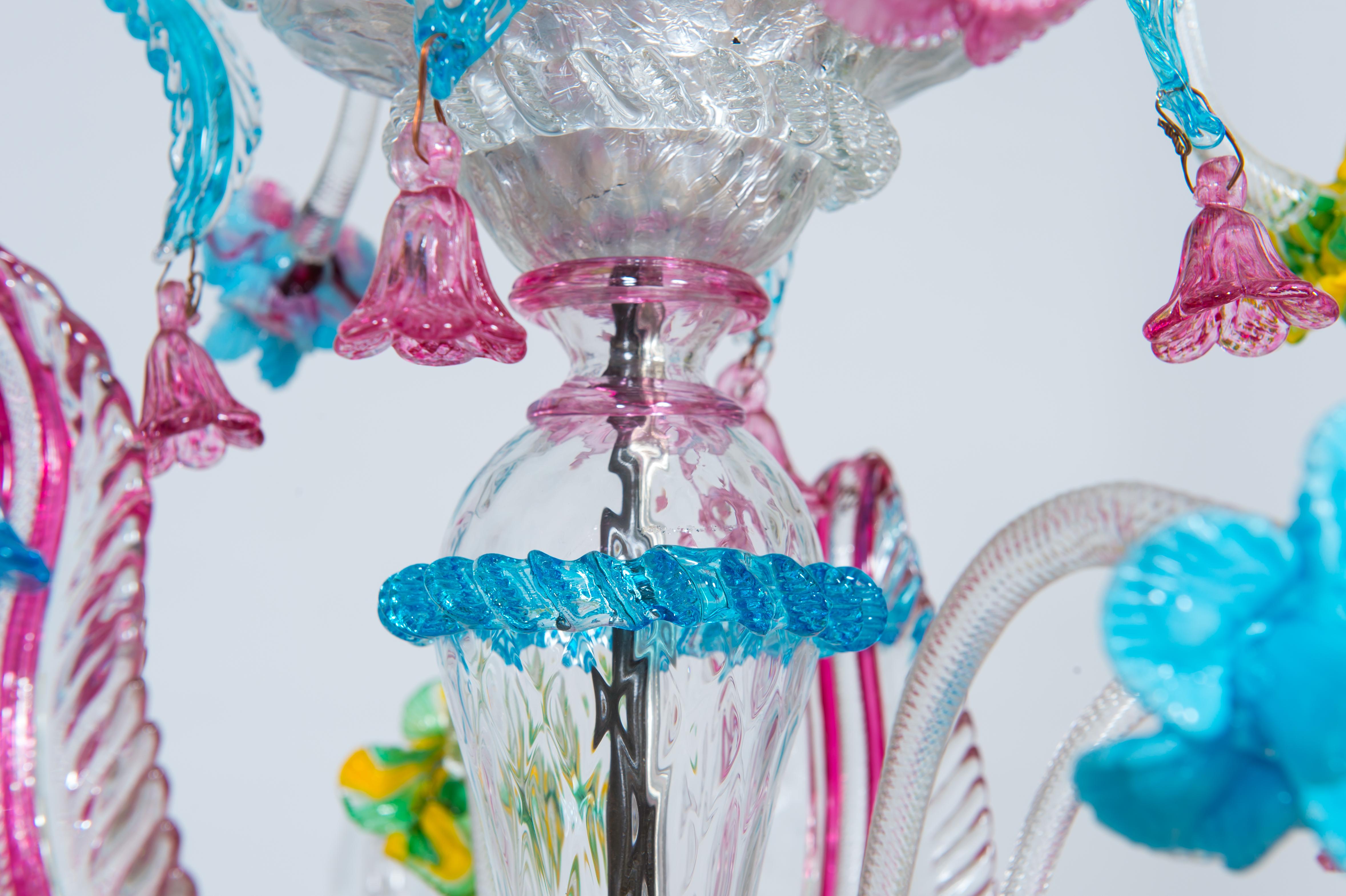 Rezzonico Floral Chandelier in Multicolor Murano Glass Contemporary For Sale 7