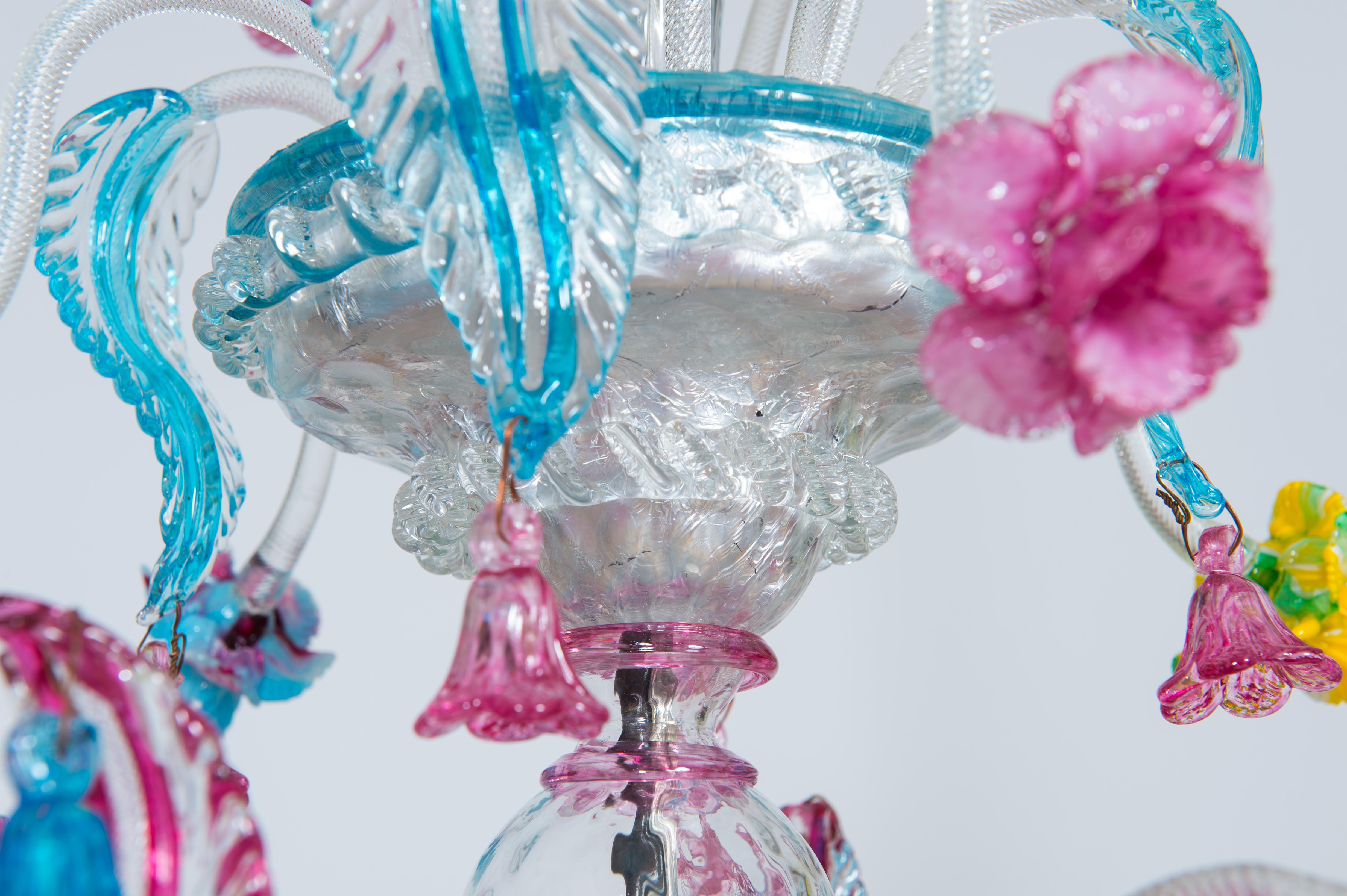 Rezzonico Floral Chandelier in Multicolor Murano Glass Contemporary For Sale 8