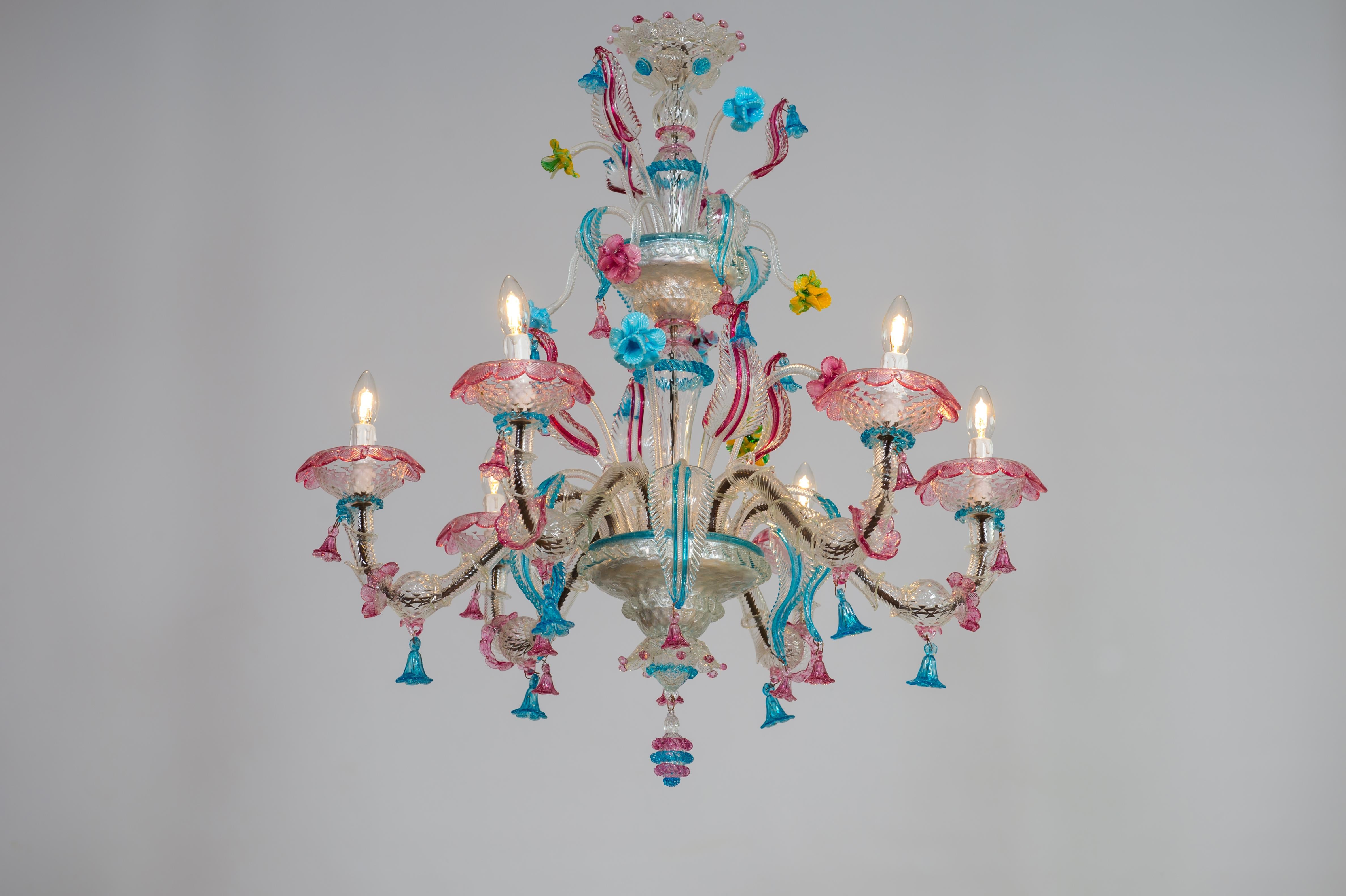 Rezzonico Floral Chandelier in Multicolor Murano Glass Contemporary For Sale 14