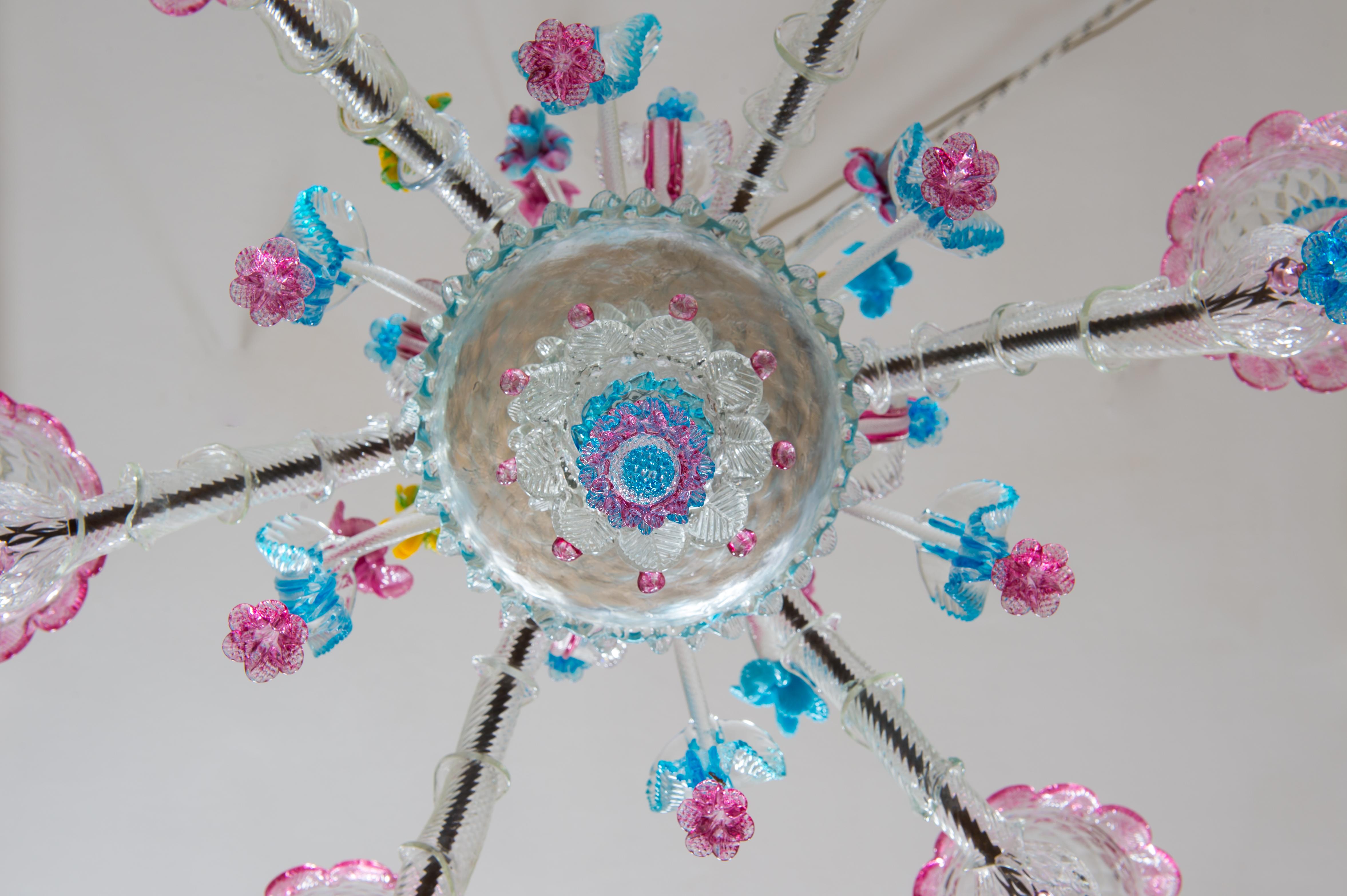 Rezzonico Floral Kronleuchter in Multicolor Murano Glas Contemporary im Zustand „Hervorragend“ im Angebot in Villaverla, IT