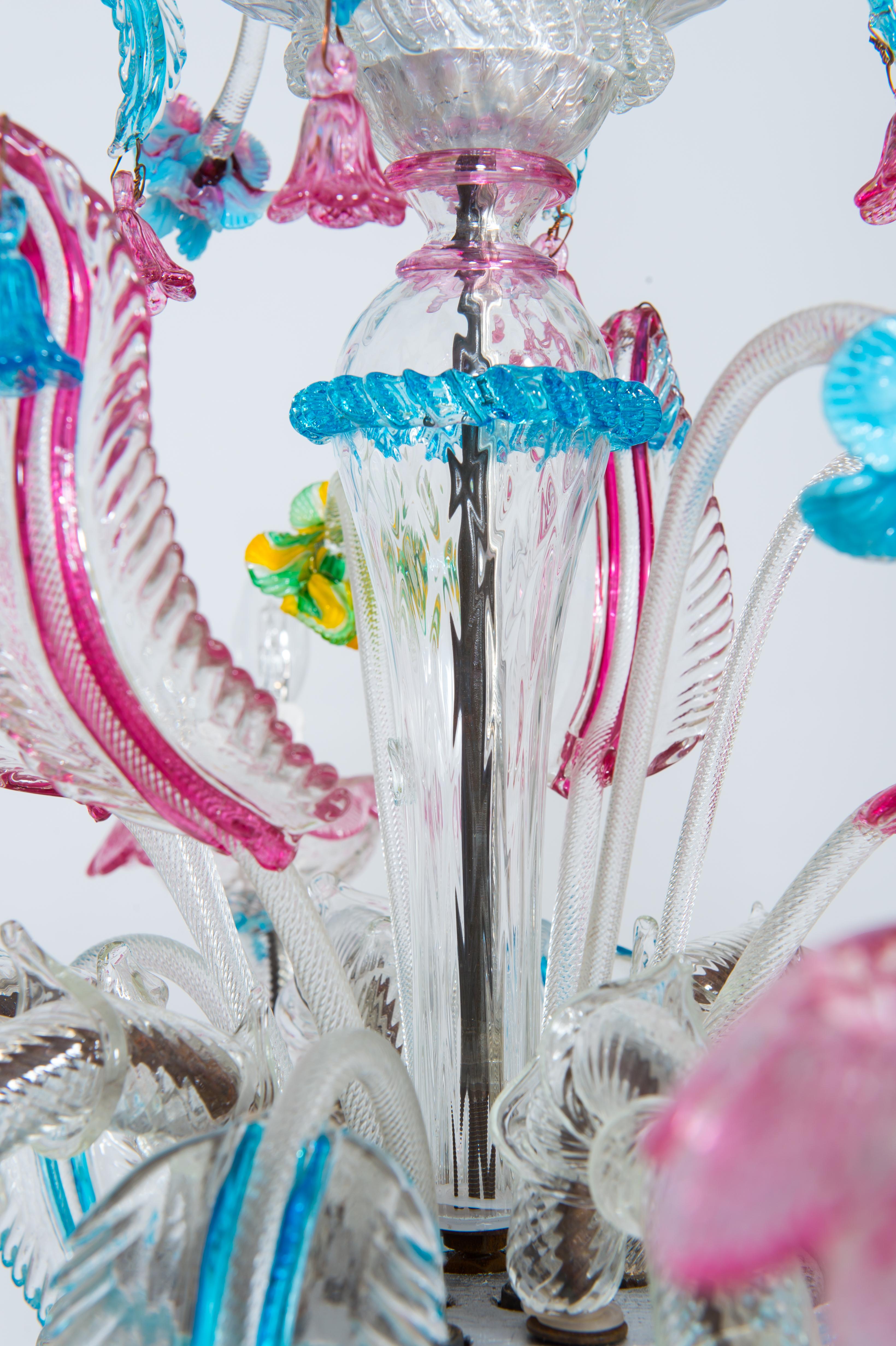 Lustre floral Rezzonico en verre de Murano multicolore Contemporary en vente 1