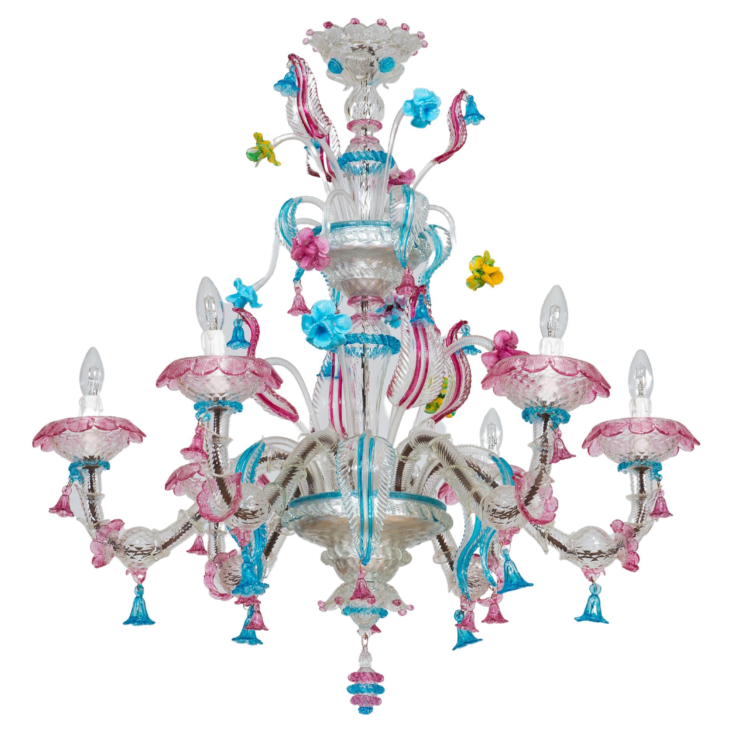 Lustre floral Rezzonico en verre de Murano multicolore Contemporary en vente