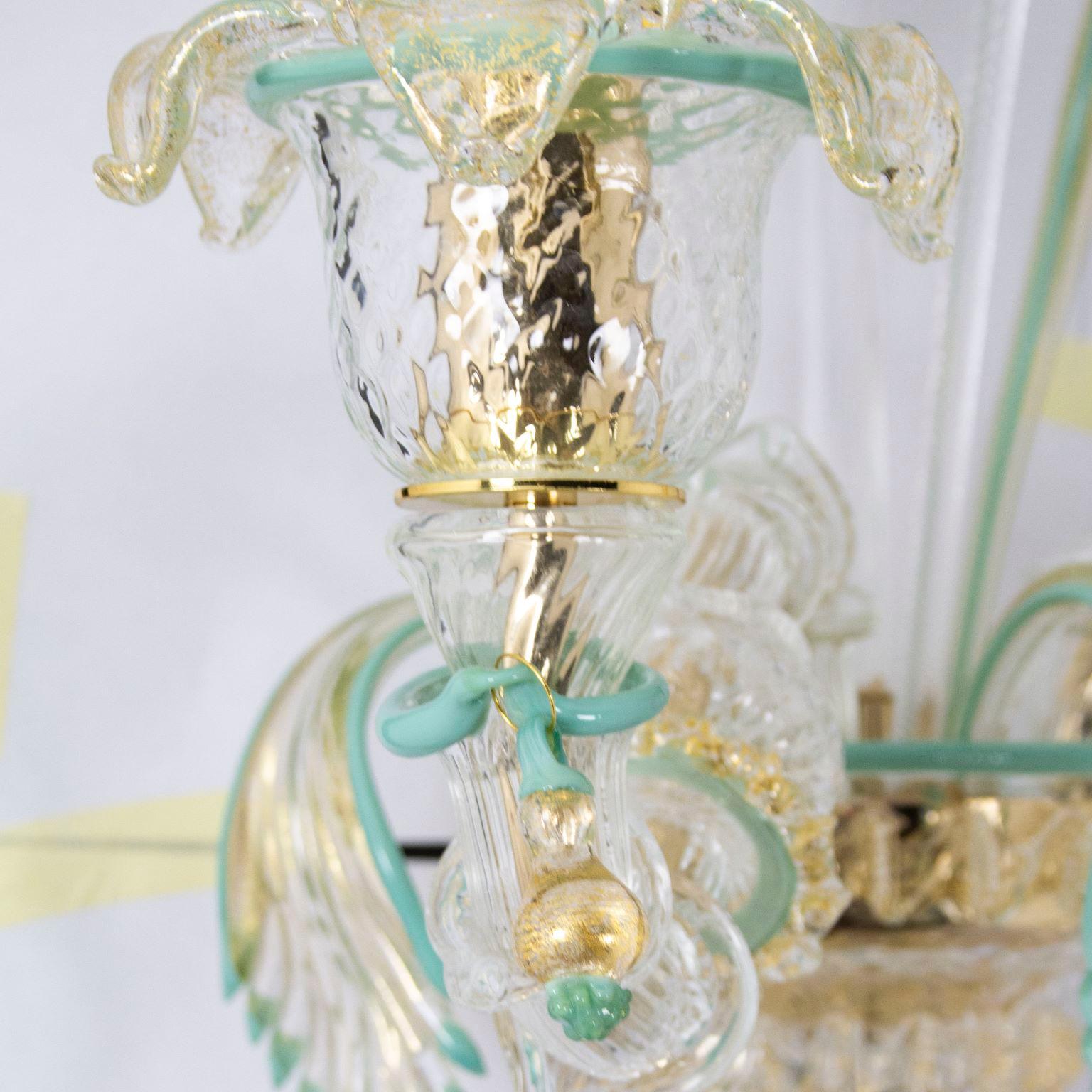 Sconce Rezzonico a 2 bracci, vetro di Murano trasparente-multicolore by Multiforme in vendita 1
