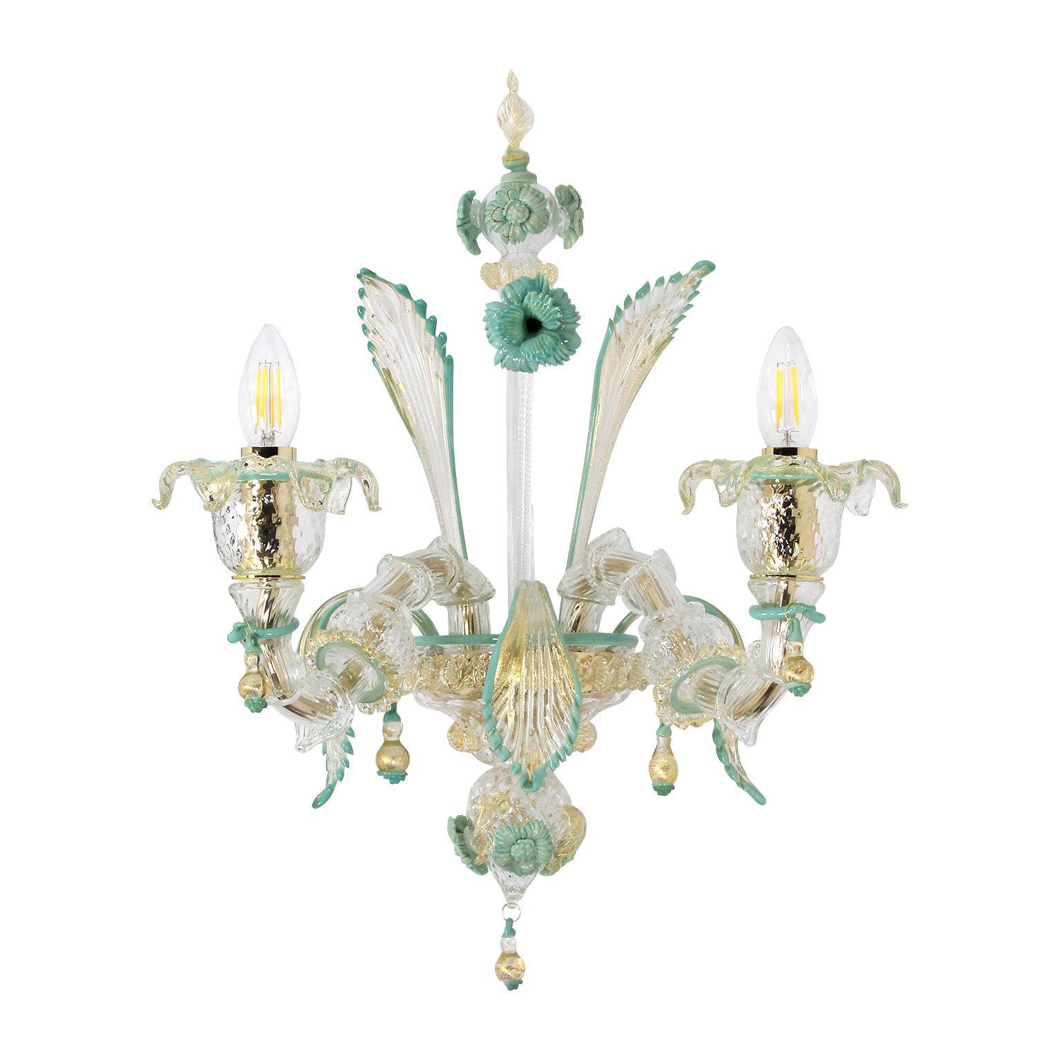Rezzonico Sconce 2 Arms, Clear-multicolour Murano Glass by Multiforme  