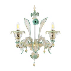 Sconce Rezzonico a 2 bracci, vetro di Murano trasparente-multicolore by Multiforme