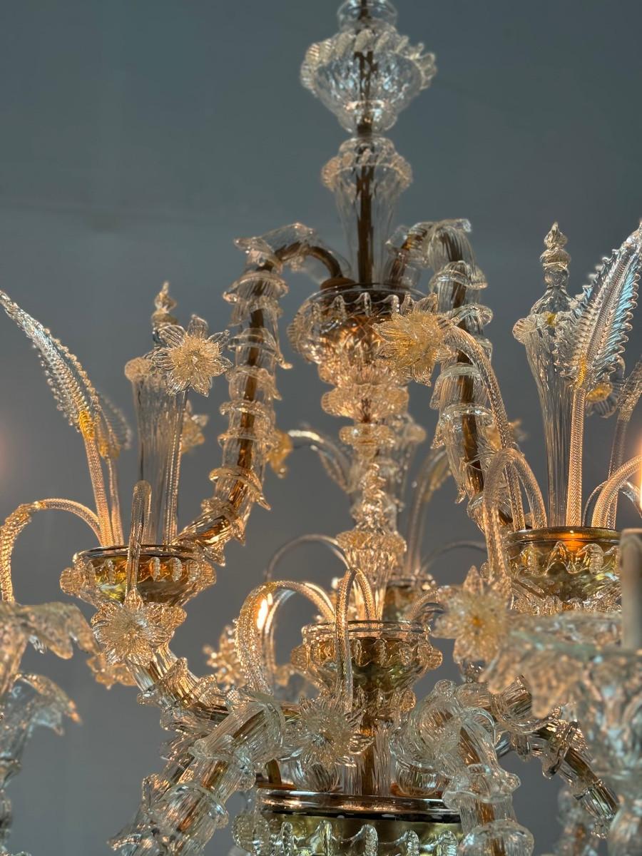 20th Century Rezzonico Venetian chandelier in gilded Murano glass, circa 1940 For Sale