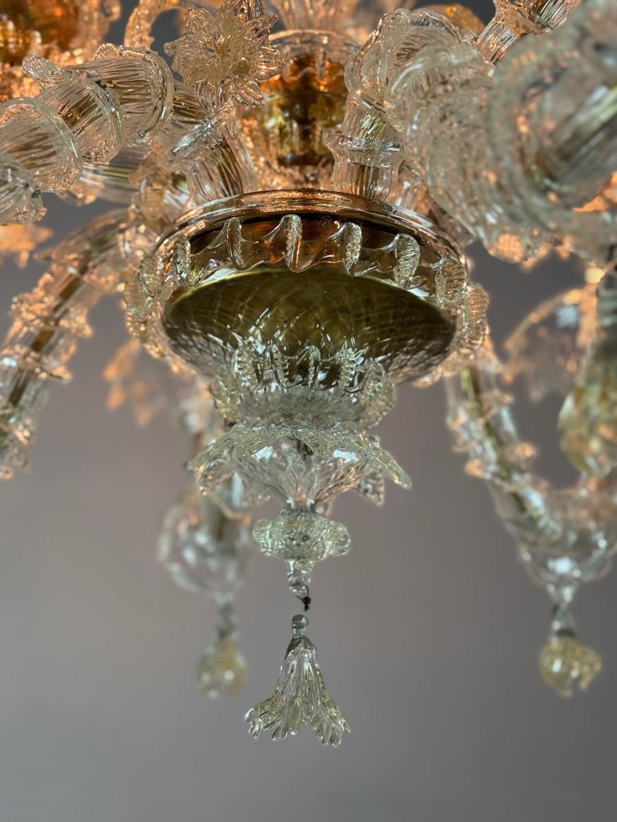 Rezzonico Venetian chandelier in gilded Murano glass, circa 1940 For Sale 2