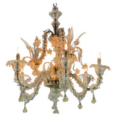 Antique Rezzonico Venetian chandelier in gilded Murano glass, circa 1940