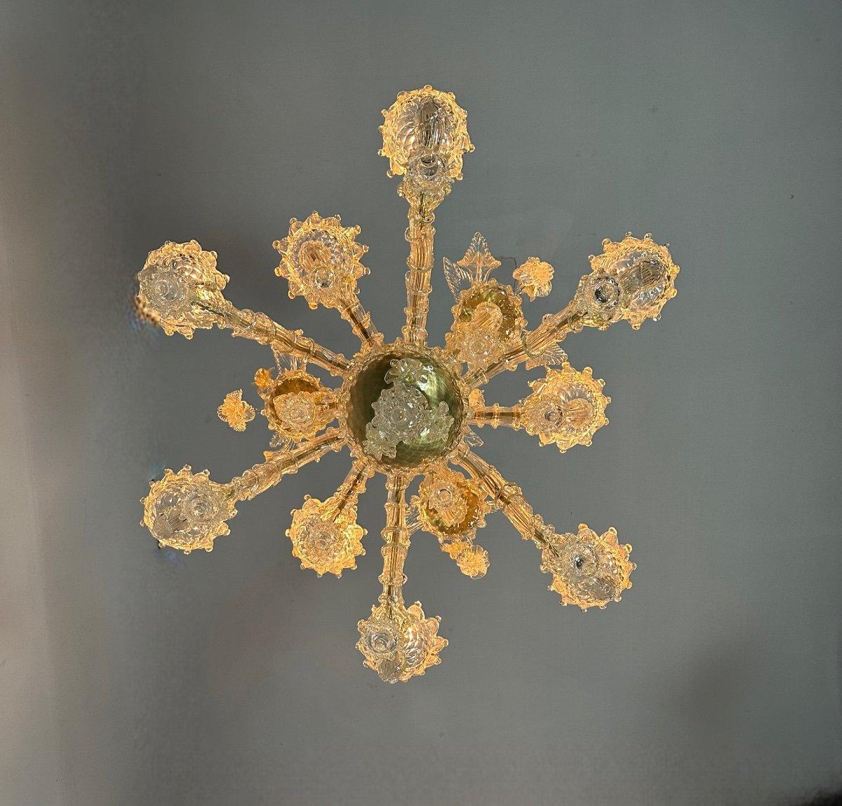 20th Century Rezzonico Venetian Chandelier In Golden Murano Glass Circa 1920 For Sale