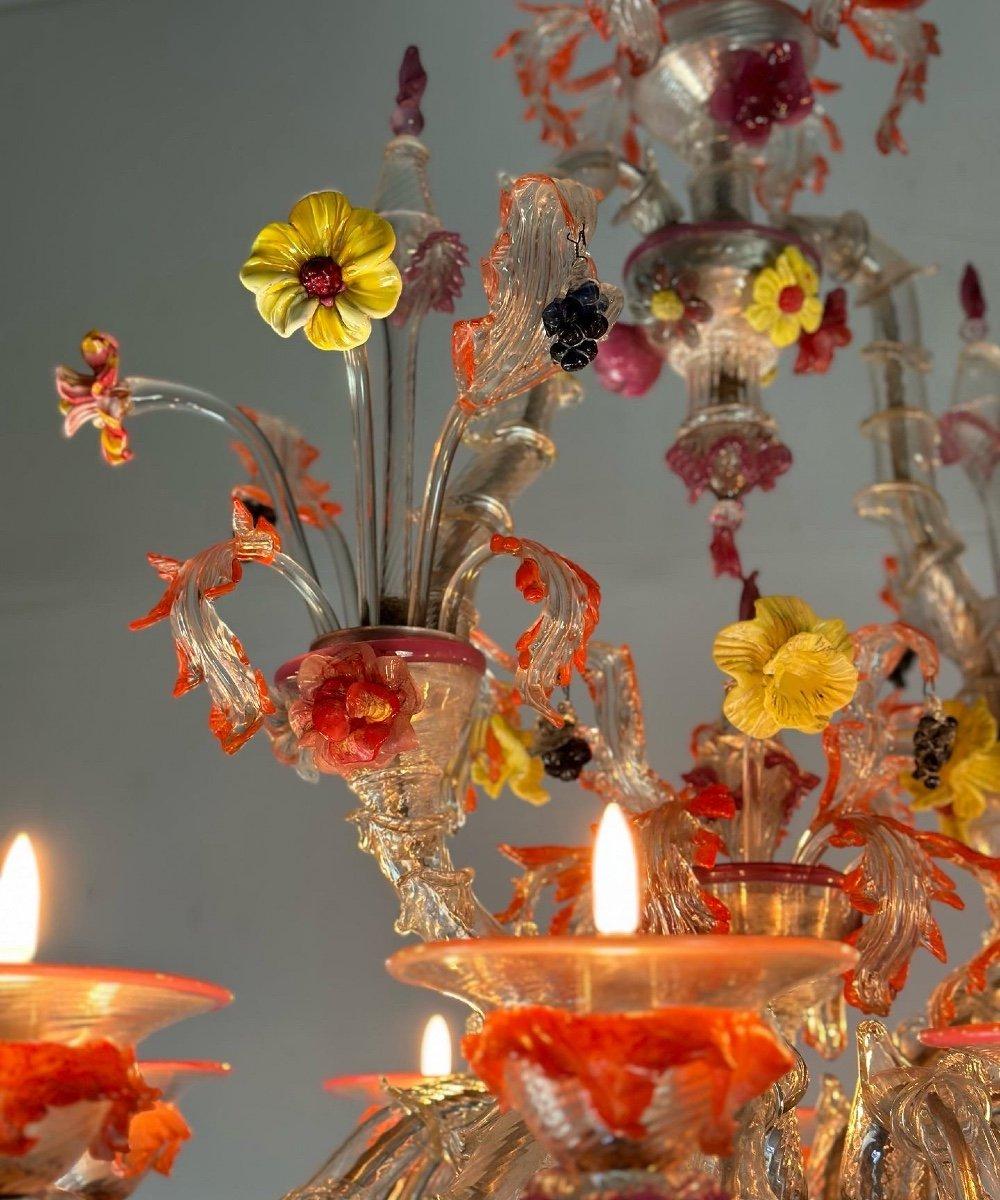 Lustre vénitien Rezzonico en verre de Murano multicolore en vente 4