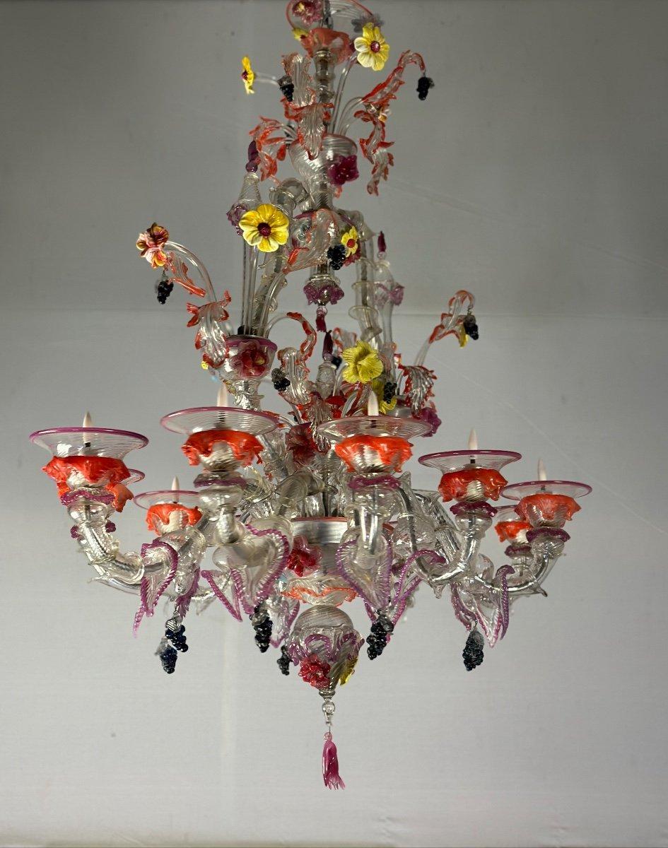 Metal Rezzonico Venetian Chandelier in Multicolored Murano Glass For Sale