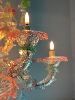 Rezzonico Venetian chandelier in multicoloured Murano glass, 9 light arms, circa