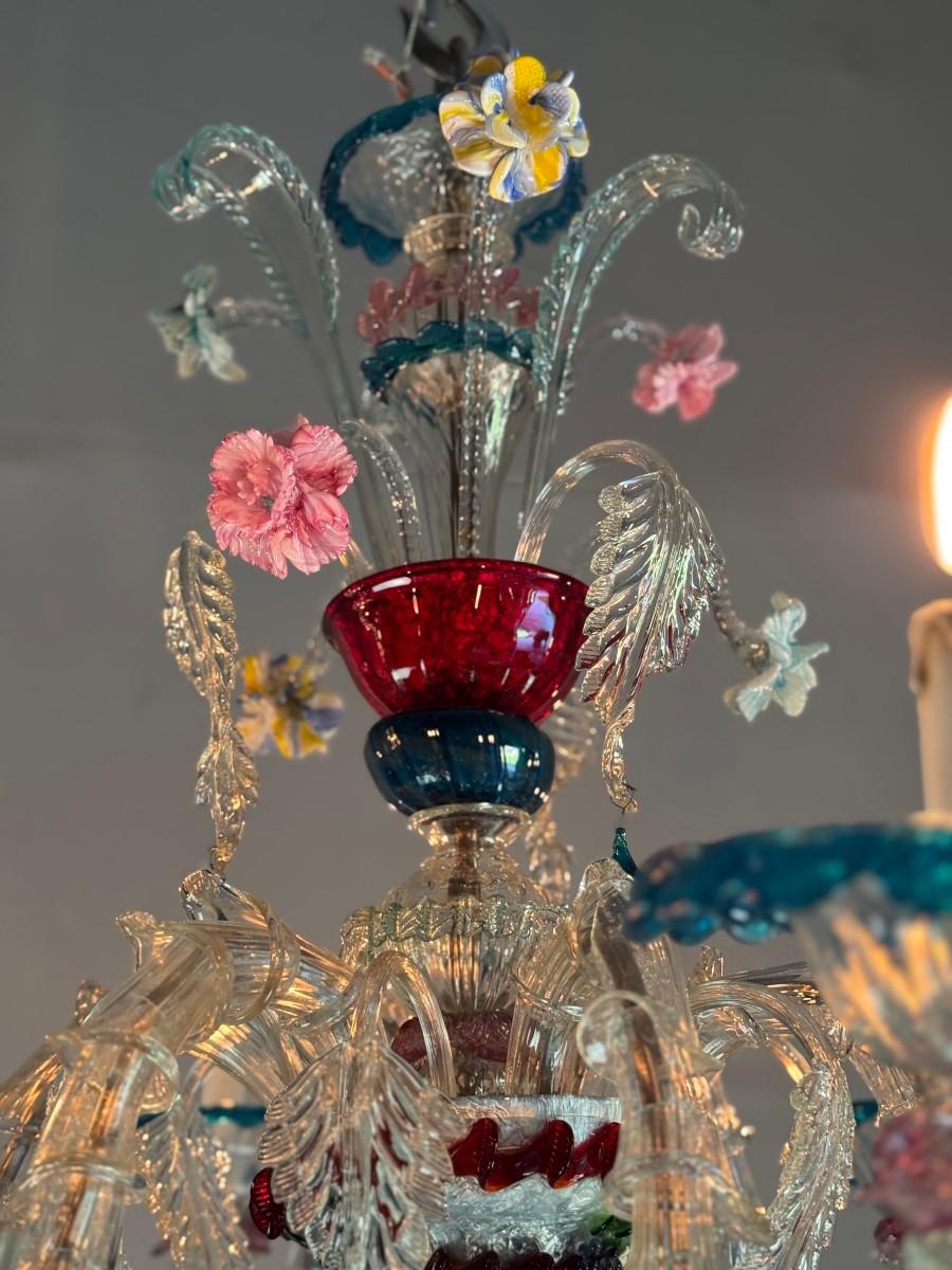 Lustre vénitien Rezzonico en verre vénitien multicolore, 6 bras en vente 1