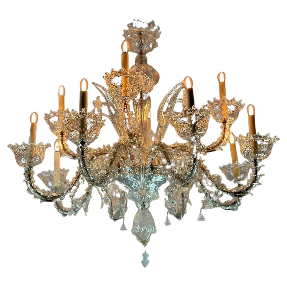 Rezzonico Venetian Chandelier In Murano Glass 12 Arms Of Light For Sale