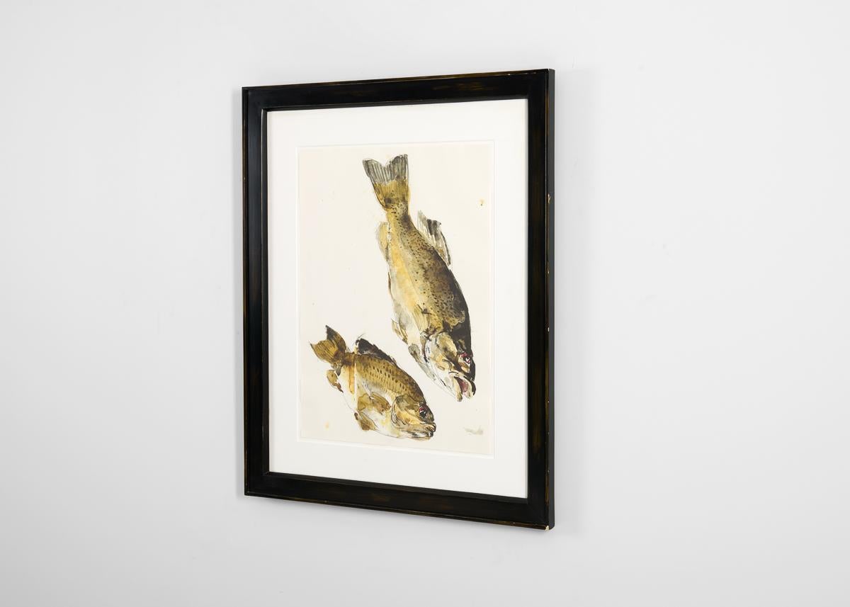 RF 0412, Impression encadrée d'une paire de poissons par Thierry Despont Bon état - En vente à New York, NY