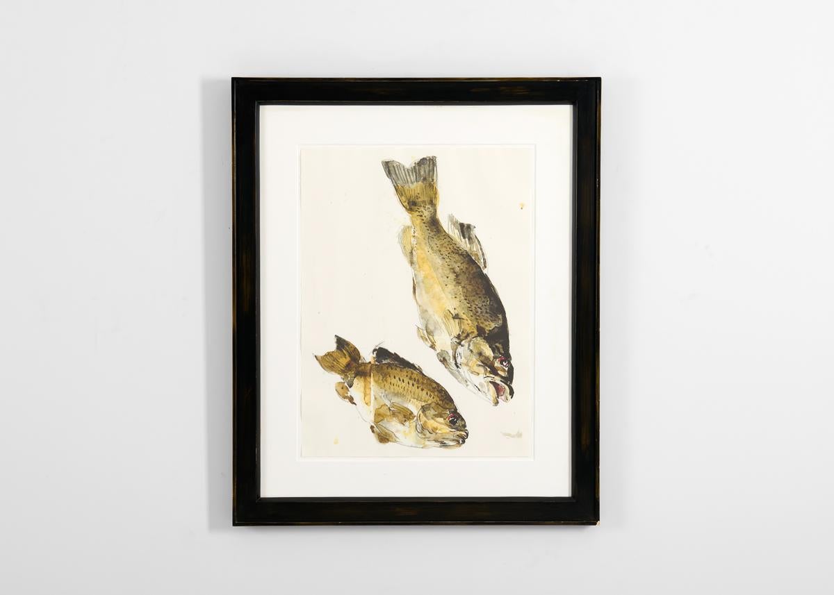 XXIe siècle et contemporain RF 0412, Impression encadrée d'une paire de poissons par Thierry Despont en vente