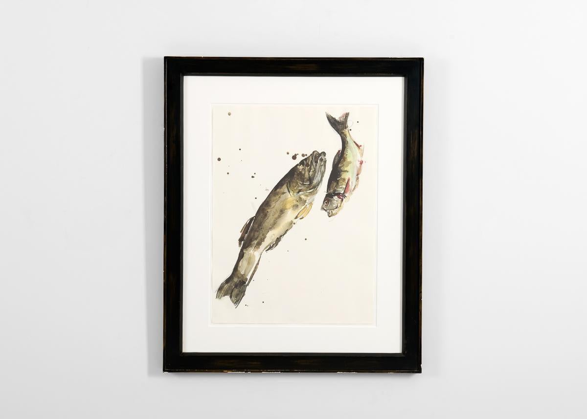 RF 0426, Gerahmter Druck eines Fischpaares von Thierry Despont (21. Jahrhundert und zeitgenössisch) im Angebot