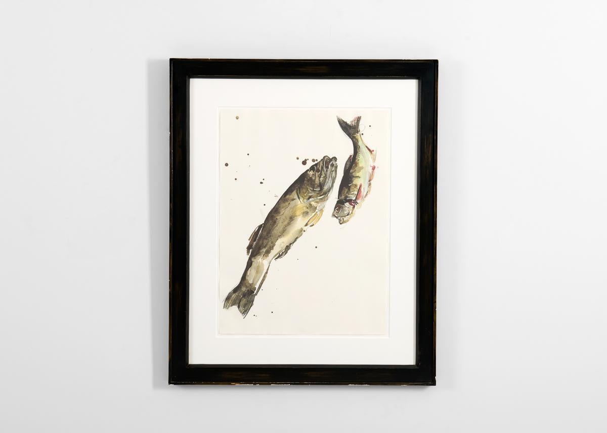 XXIe siècle et contemporain RF 0426, Impression encadrée d'une paire de poissons par Thierry Despont en vente