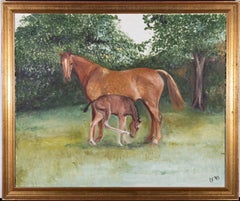 R.F. - 1990 Öl, Pferd und Blattwerk