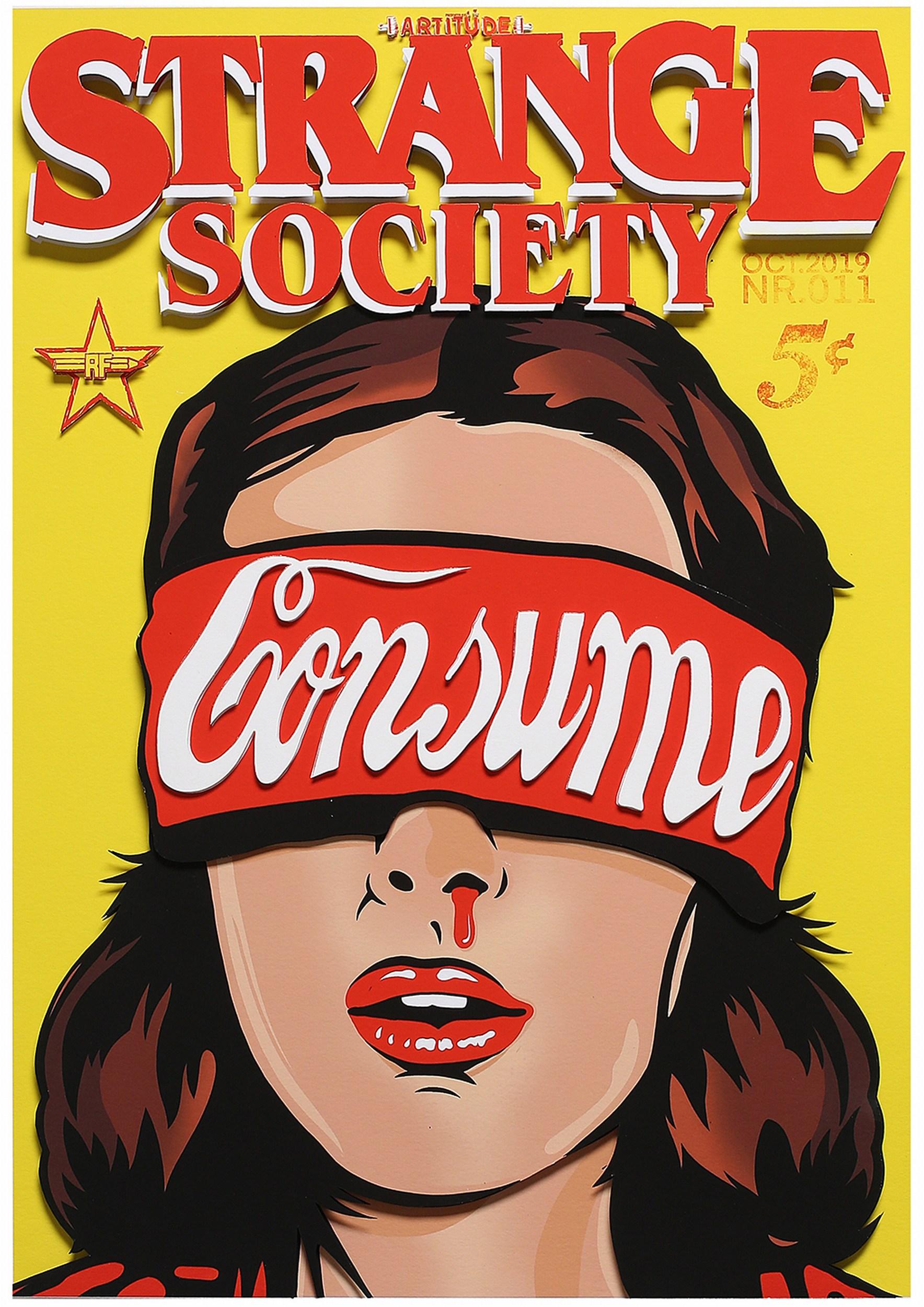 RF ART Figurative Print - Consume (Street Art, Pop Art, Stranger Things, Nosebleed, Eleven)