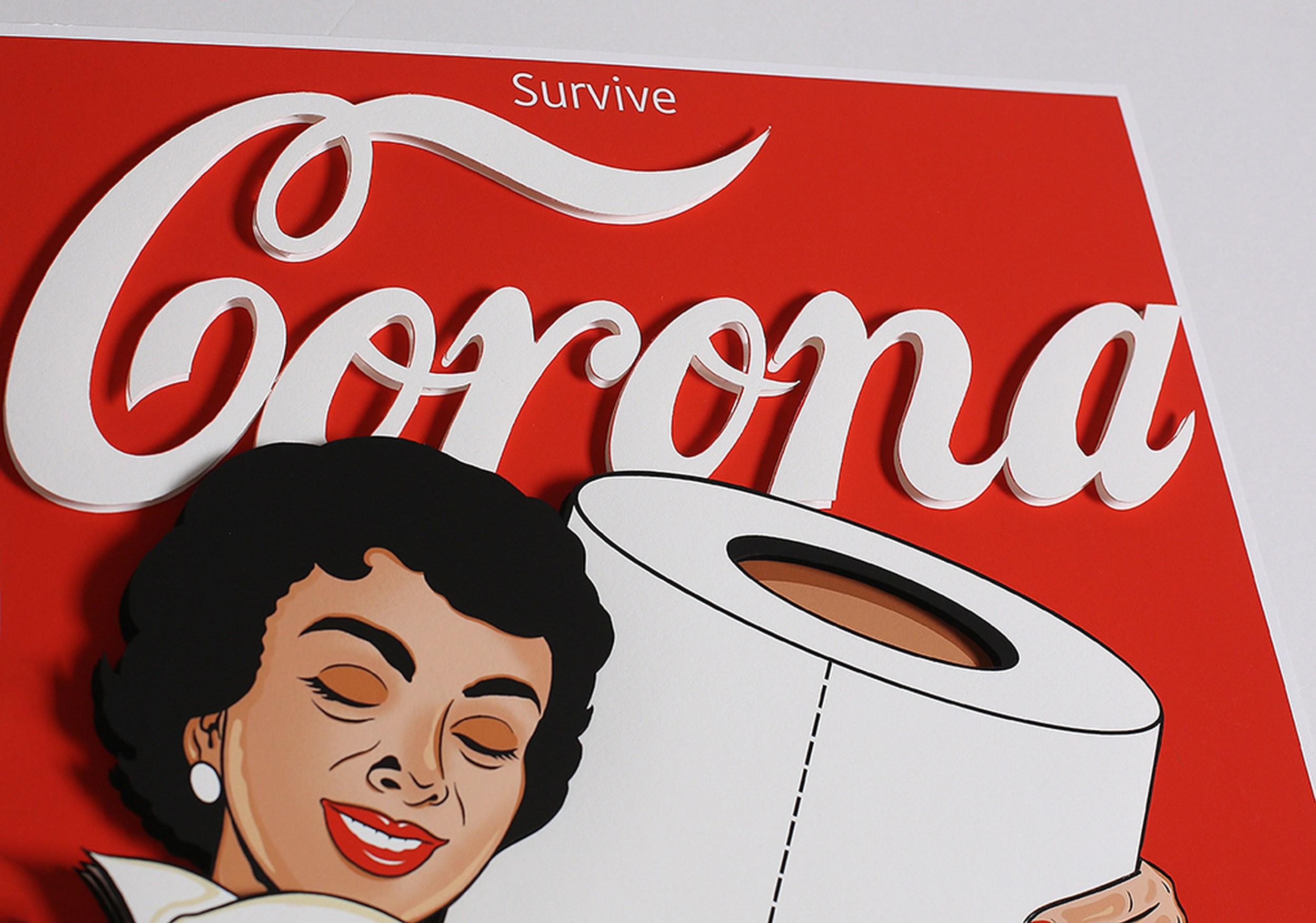 Corona (Street Art, Pop Art, Cola, Coca Cola, Pin Up, Toilettenpapier) (LARGE!) im Angebot 1