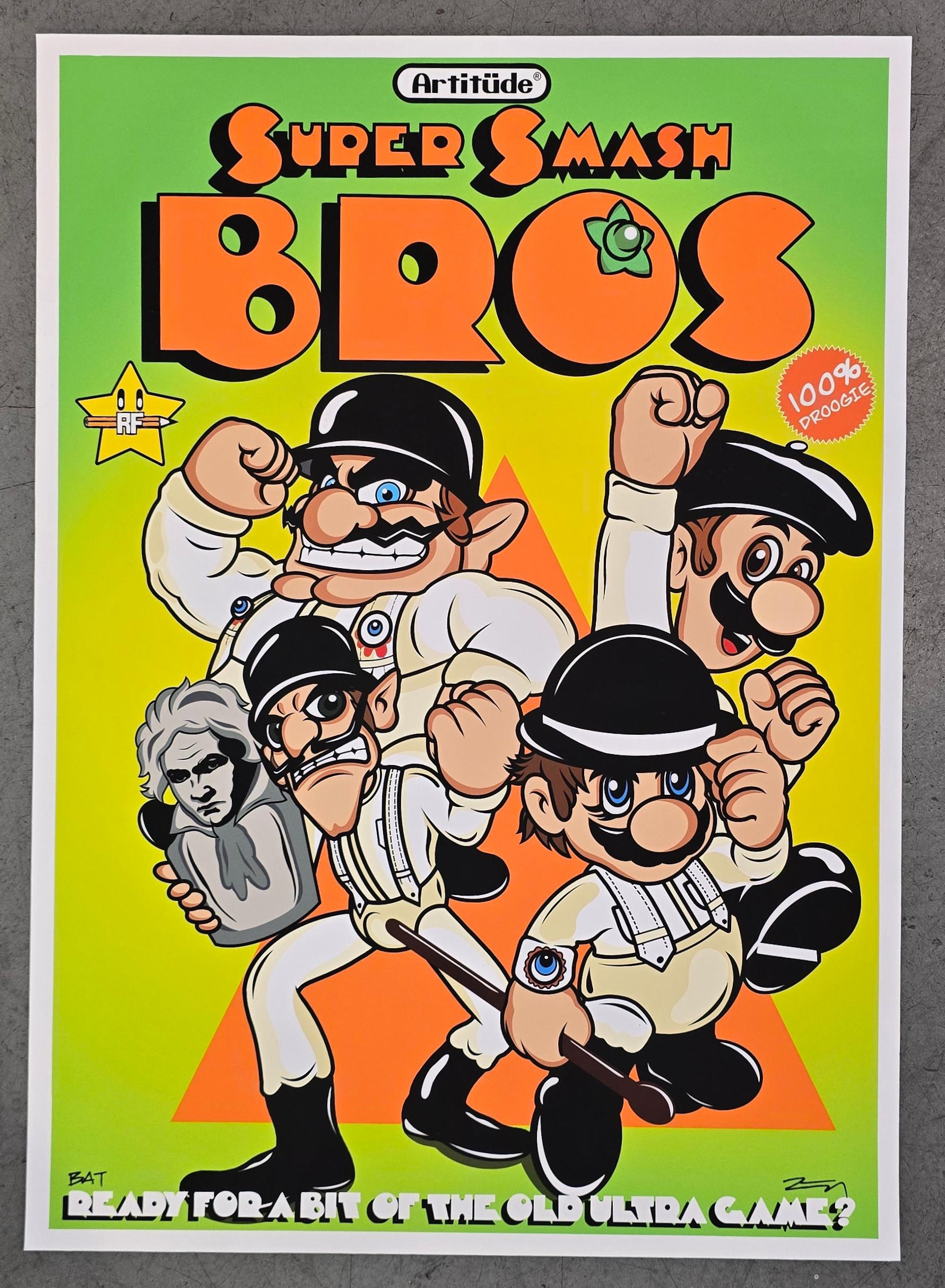 Super Smash Bros (Street Art, Pop Art, Divertido, Vibrante, ~47% DE DESCUENTO - TIEMPO LIMITADO) - Figurative Print Beige de RF ART