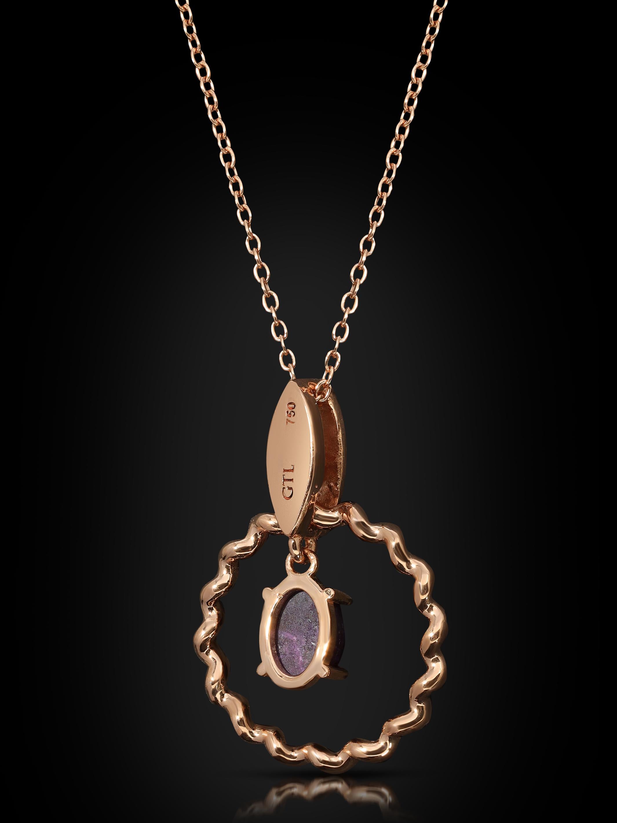 Brilliant Cut RG Amour d'Amour - ma petite d'Amour Necklace, Sugilite, VS Diamonds 18k Gold For Sale