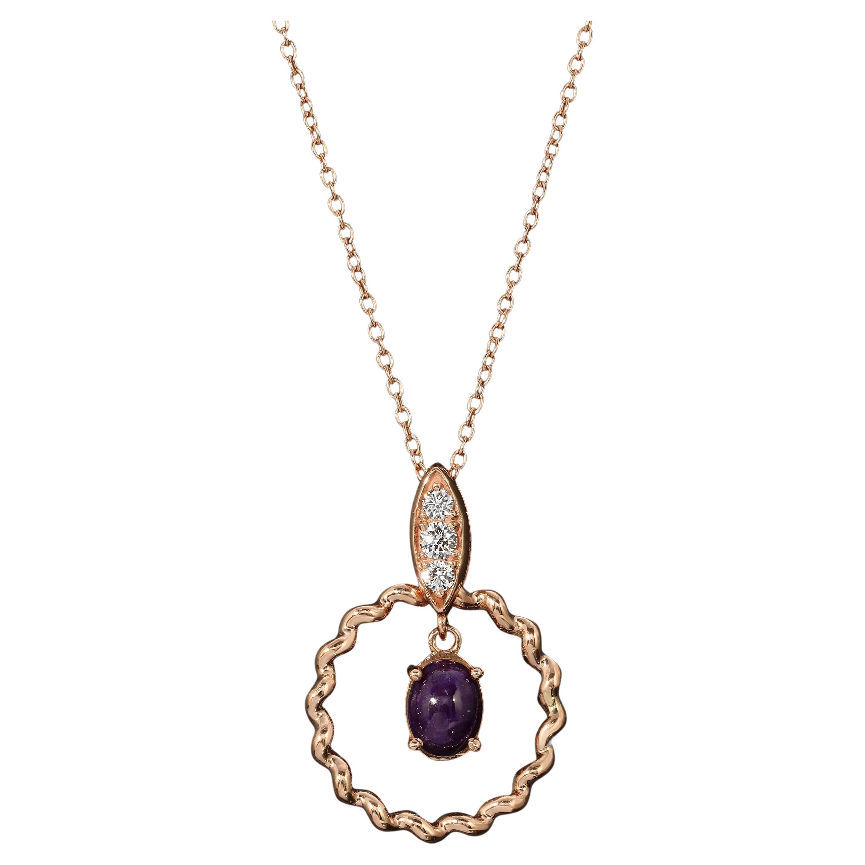 RG Amour d'Amour - ma petite d'Amour Necklace, Sugilite, VS Diamonds 18k Gold