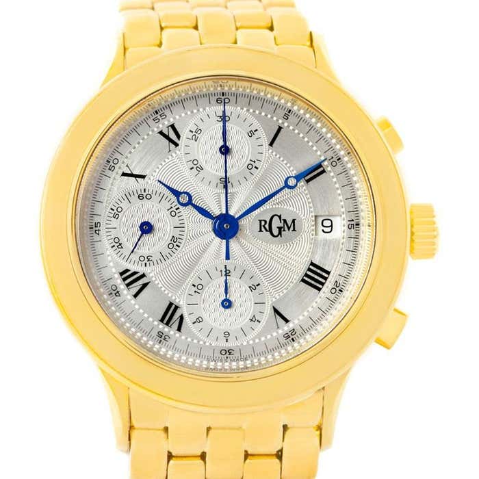 RGM 18 Karat Yellow Gold Chronograph Men’s Watch 101 For Sale at