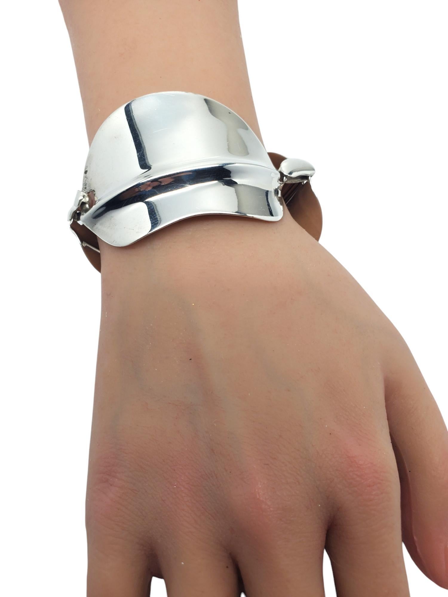 RGN India Sterling Silver Large Leaf Panel Bracelet à maillons n° 20495 en vente 5