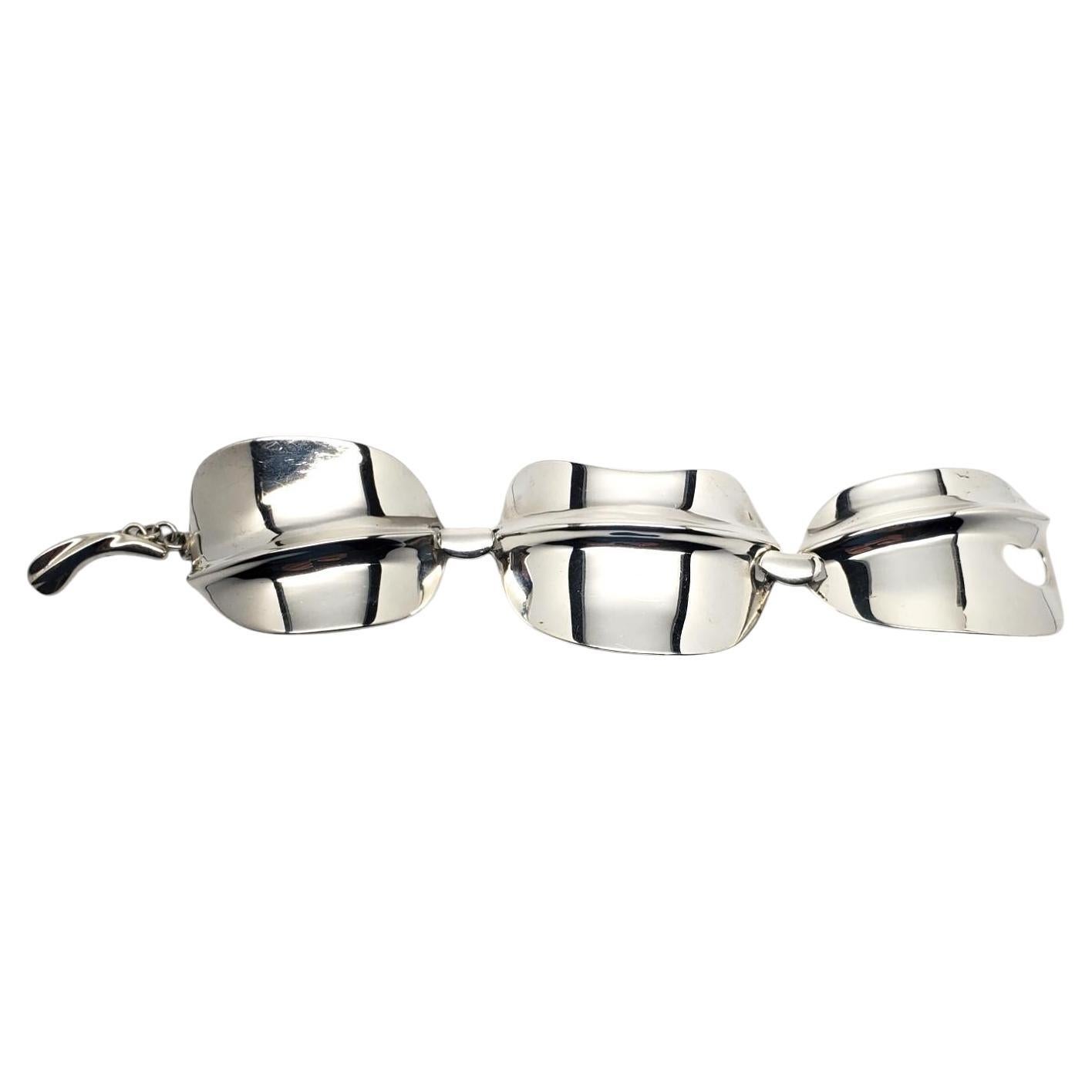 RGN India Sterling Silver Large Leaf Panel Link Bracelet # 20495