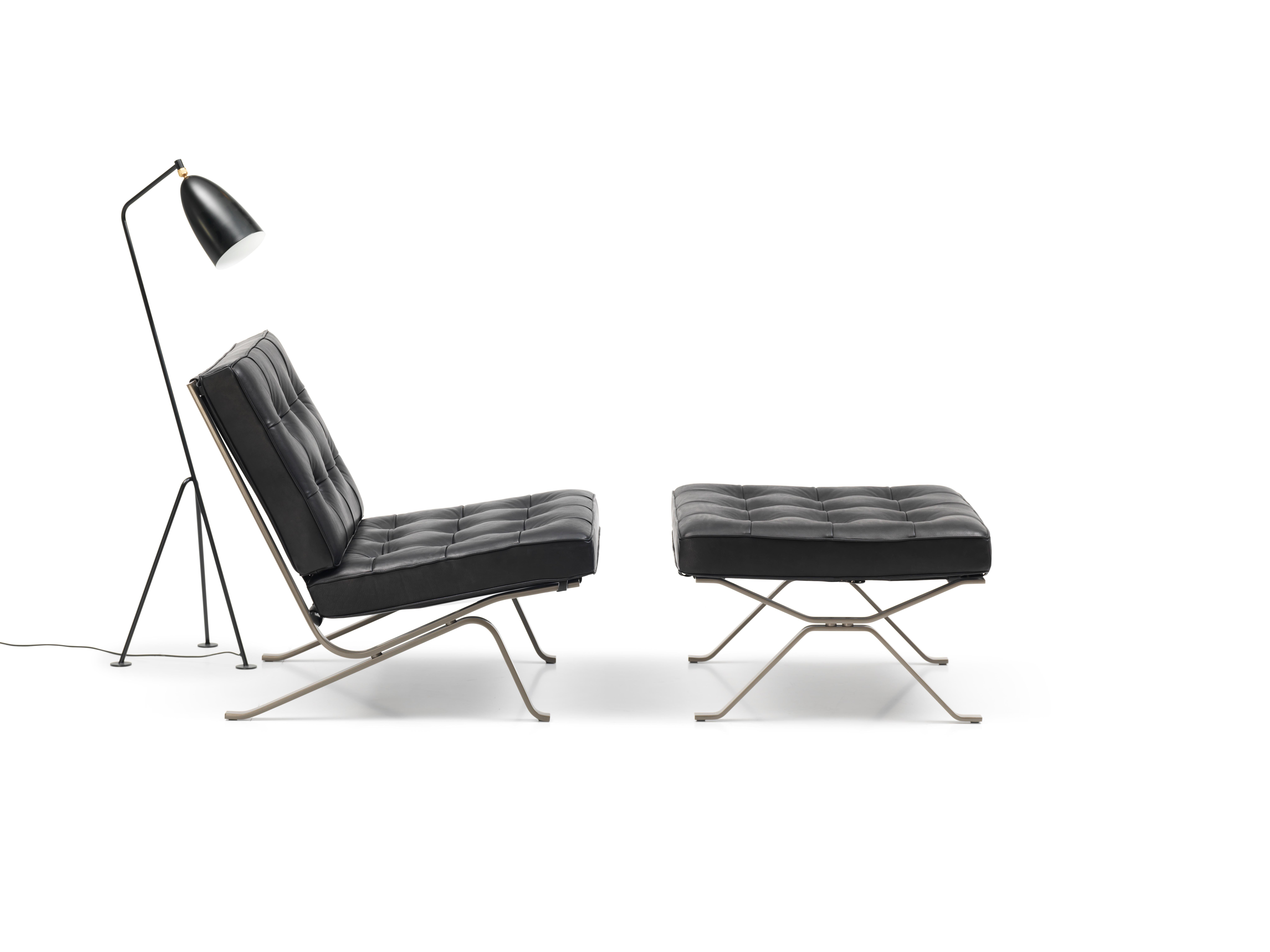 Modern RH-301 Bauhaus Leather Tufted Footstool by Robert Haussmann for De Sede For Sale