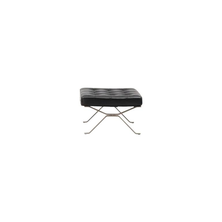 For Sale: Black RH-301 Bauhaus Leather Tufted Footstool by Robert Haussmann for De Sede
