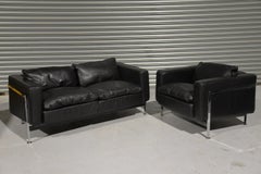 Rh 302 Two Seater Leather Sofa and Armchair for De Sede, Switzerland, 1960`s