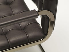 RH-305 Bauhaus Dining Tufted Armchair Leather, Stainless Steel Legs by De Sede