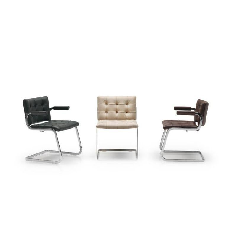 Suisse Fauteuil de salle à manger Bauhaus en cuir touffeté RH-305, pieds en acier inoxydable par De Sede en vente