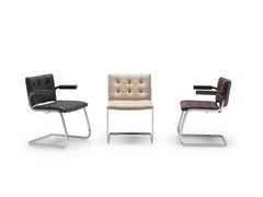 RH-305 Bauhaus Dining Tufted Chair Leather and Stainless Steel Legs by De Sede