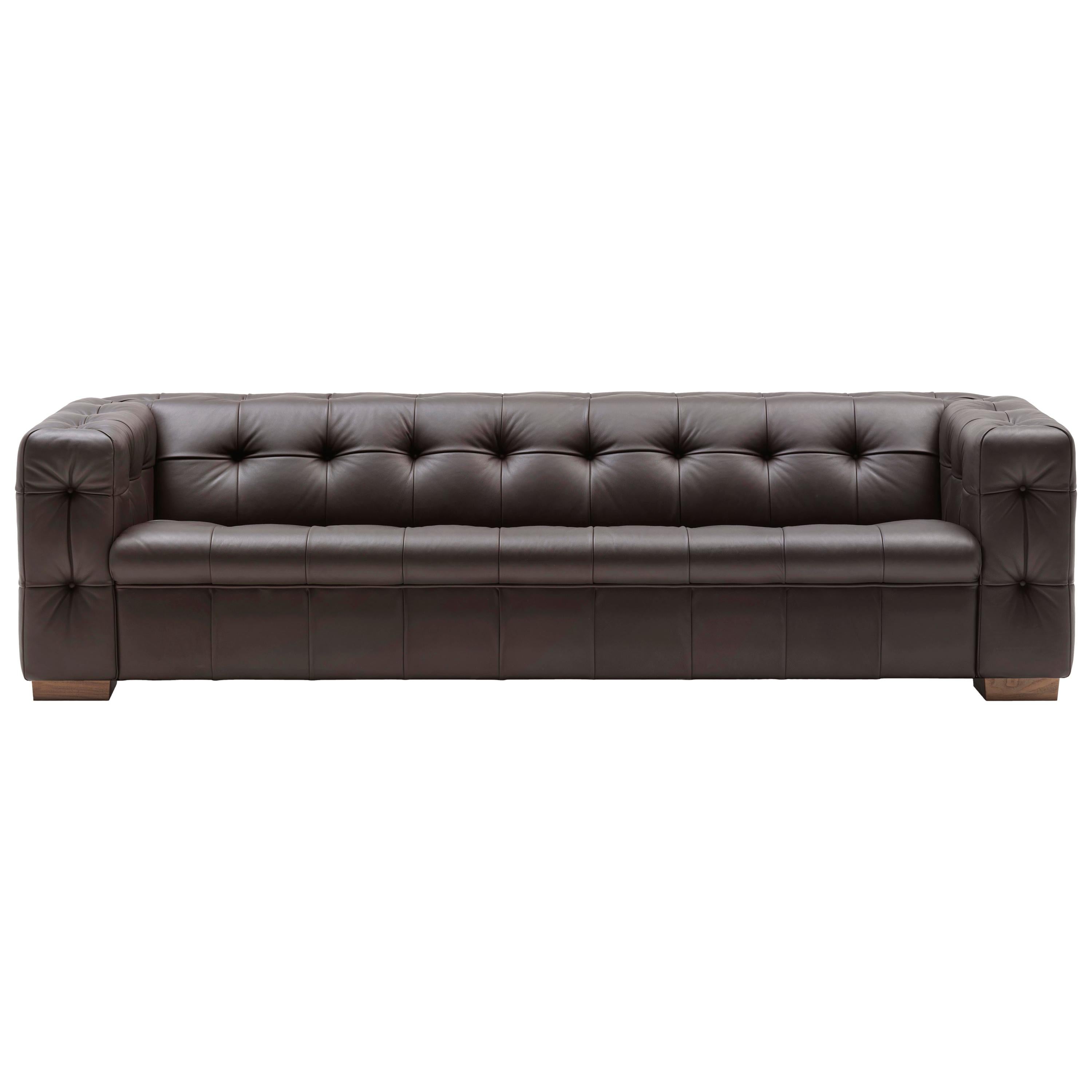 For Sale: Brown (Cigarro) RH-306 Large Tufted Leather Chesterfield Sofa by Robert Haussmann