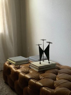 RH Camel Leather Ottoman