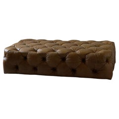 RH Camel Leather Ottoman