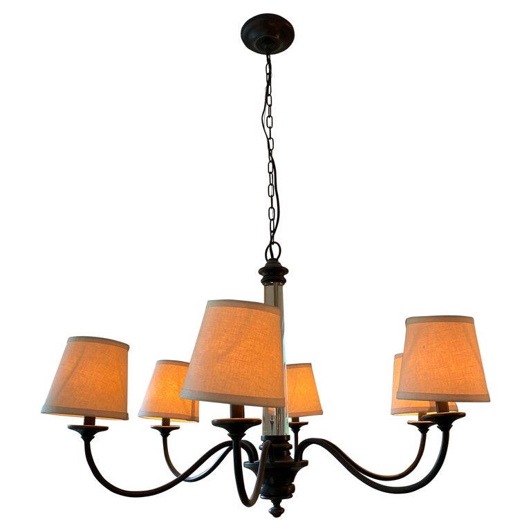 RH Iron Farmhouse Chandelier with Linen Shades at 1stDibs restoration hardware chandelier, rh
