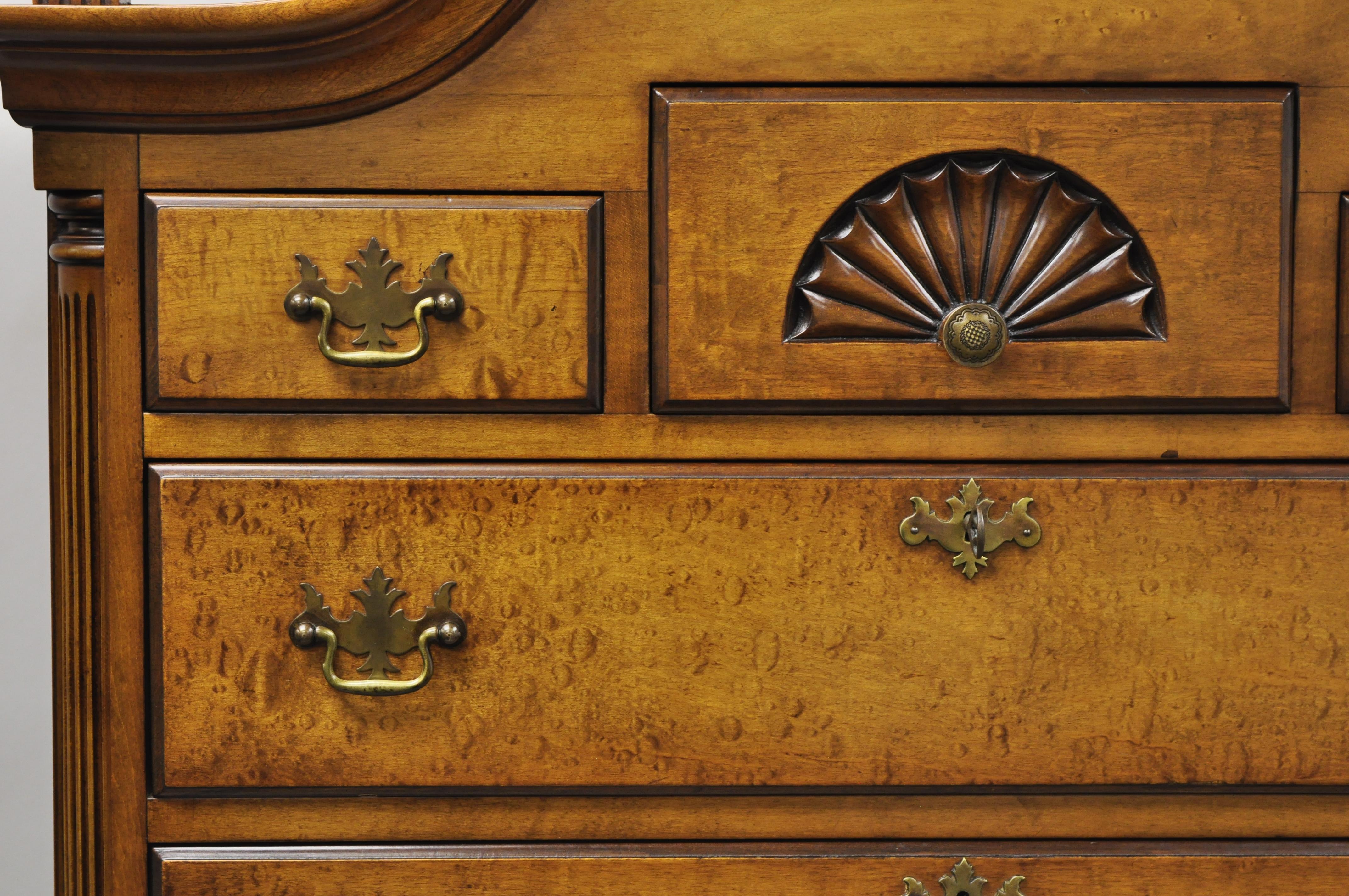 North American R.H. Macy & Co Birdseye Maple Chippendale Ball and Claw Highboy Armoire Dresser