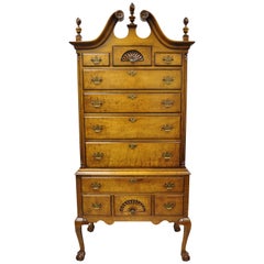 R.H. Macy & Co Birdseye Maple Chippendale Ball and Claw Highboy Armoire Dresser