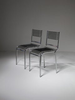 R.H. n°1, Chaises en métal de Renè Herbst, Italie, années 1980