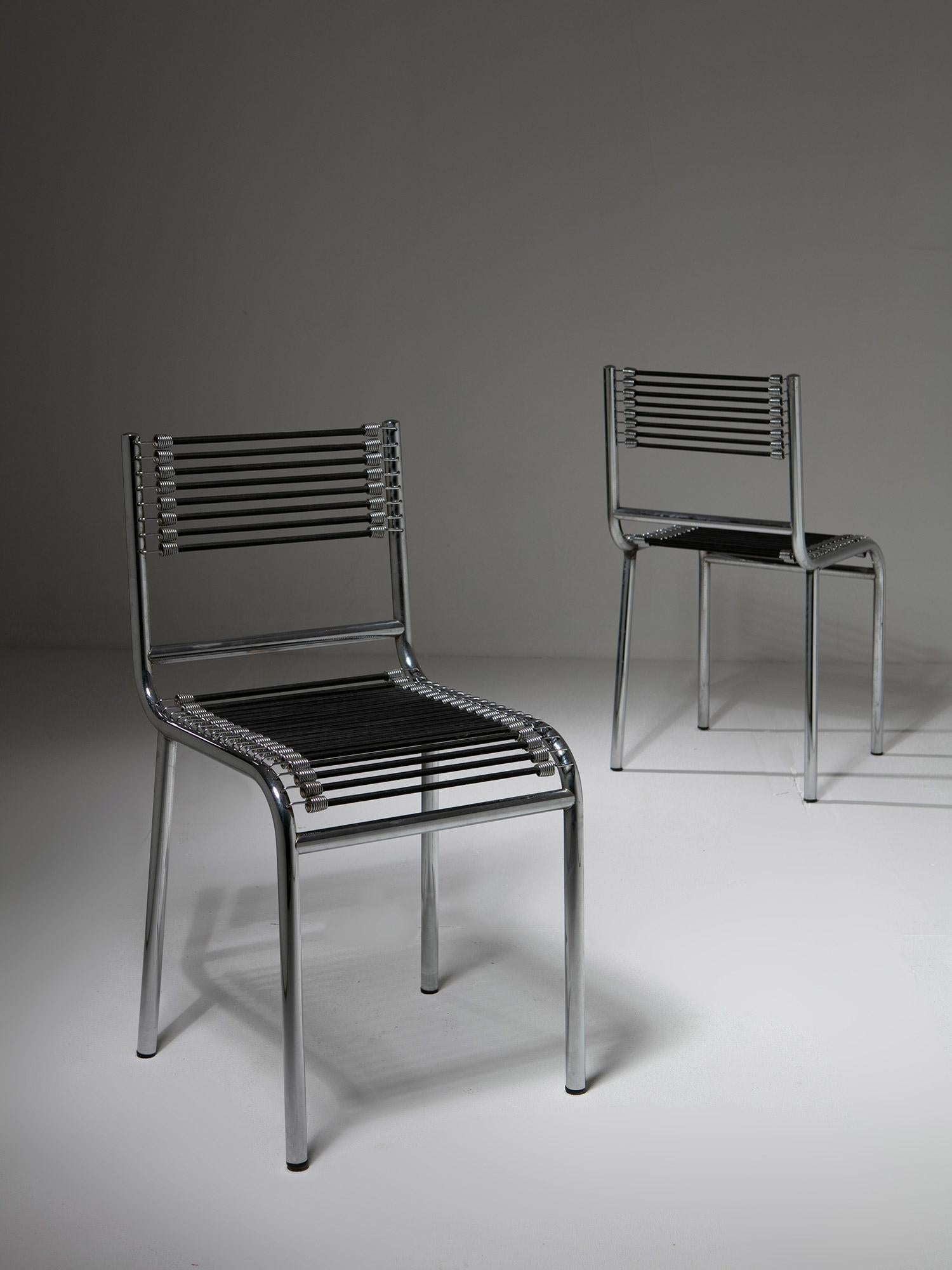 R.H. n°1, Metal Chairs by Renè Herbst, Italy, 1980s In Good Condition For Sale In Milan, IT