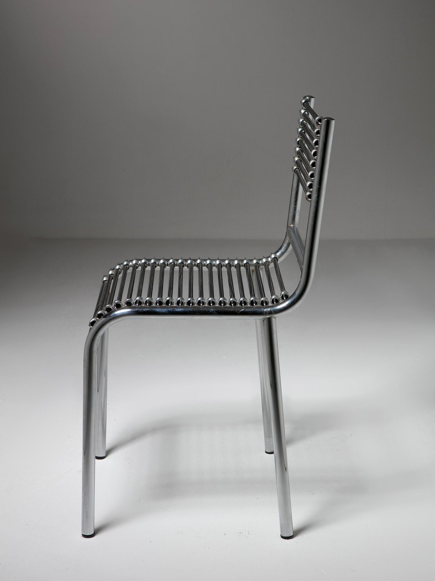 R.H. n°1, Metal Chairs by Renè Herbst, Italy, 1980s For Sale 1